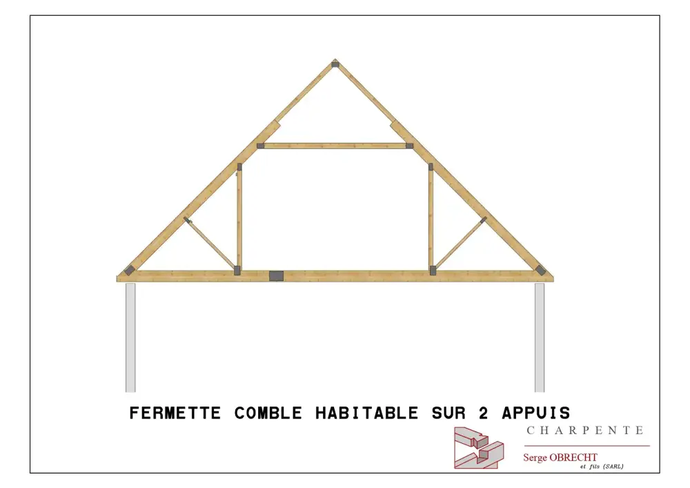 fermette comble aménageable sur 2 appuis