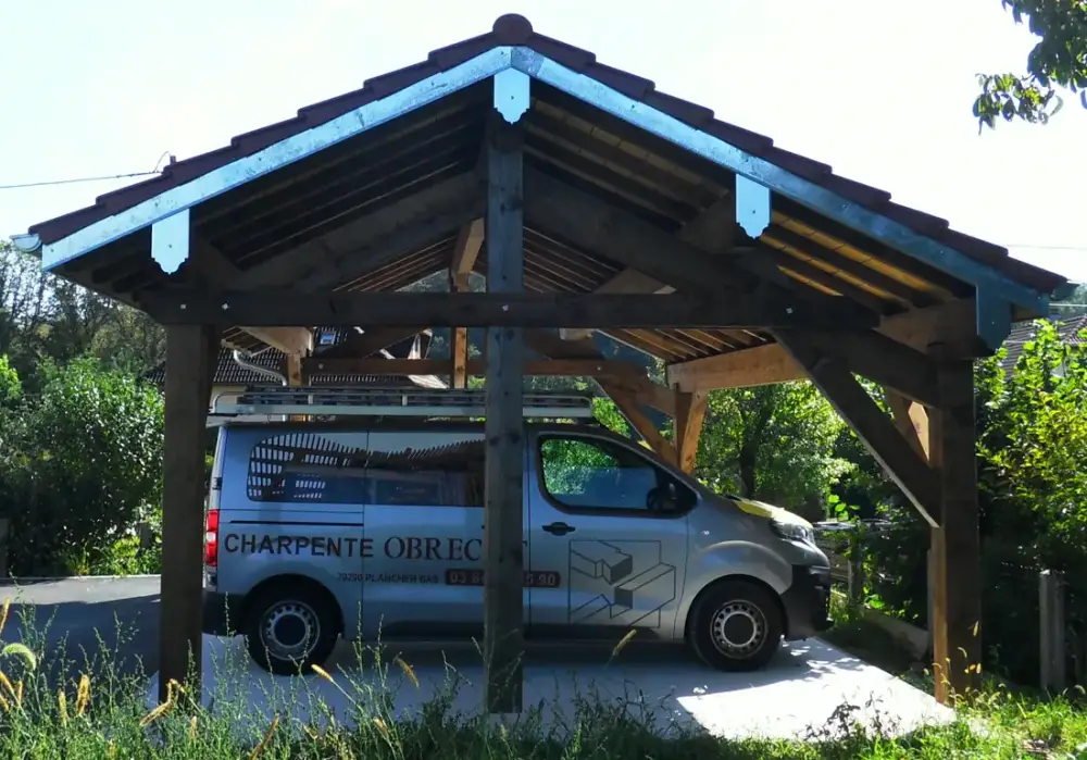 Abris deux pans inégaux - Carport Obrecht
