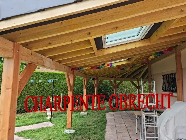 Carport mono-pan contre existant d'angle